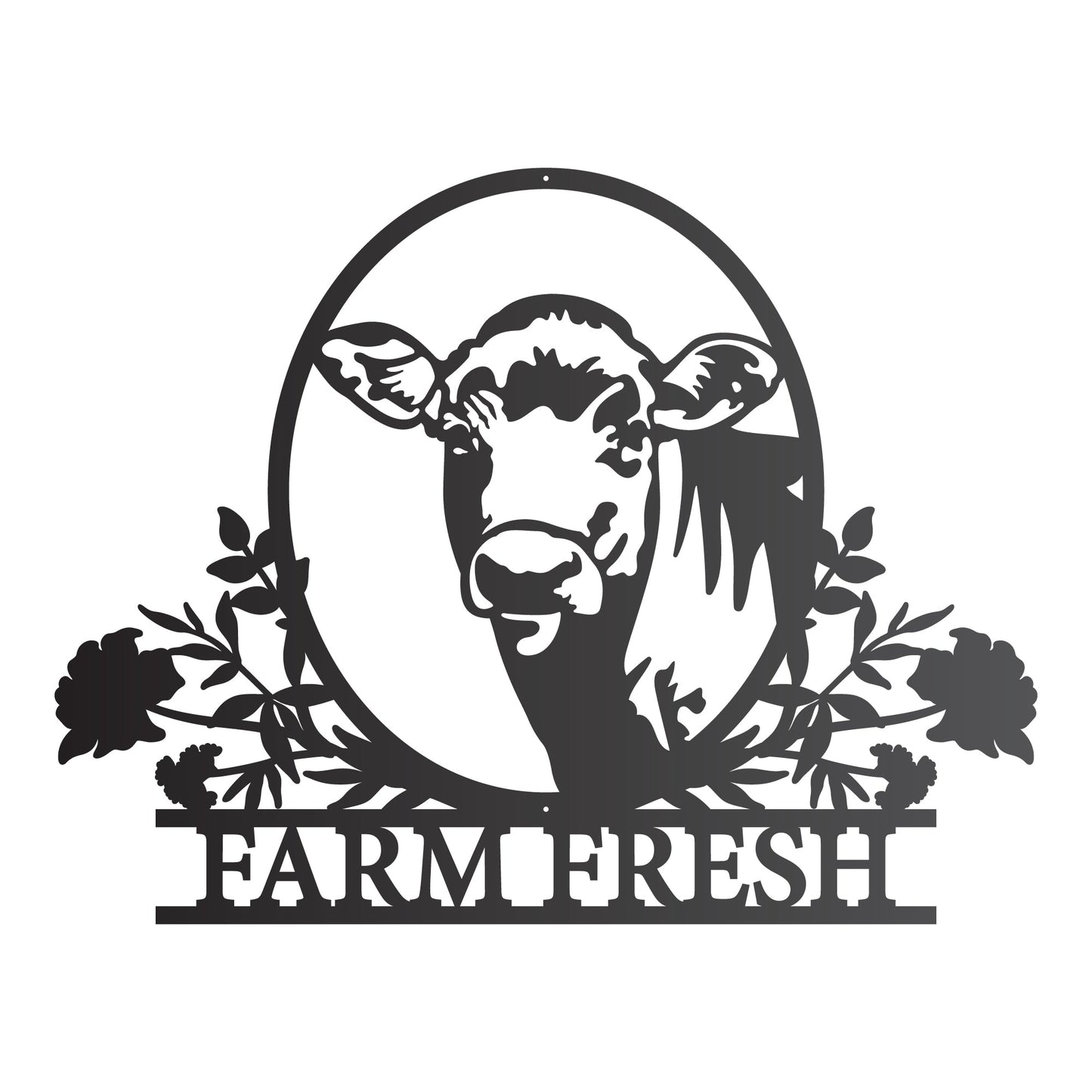 Farm Fresh Floral Cow Sign