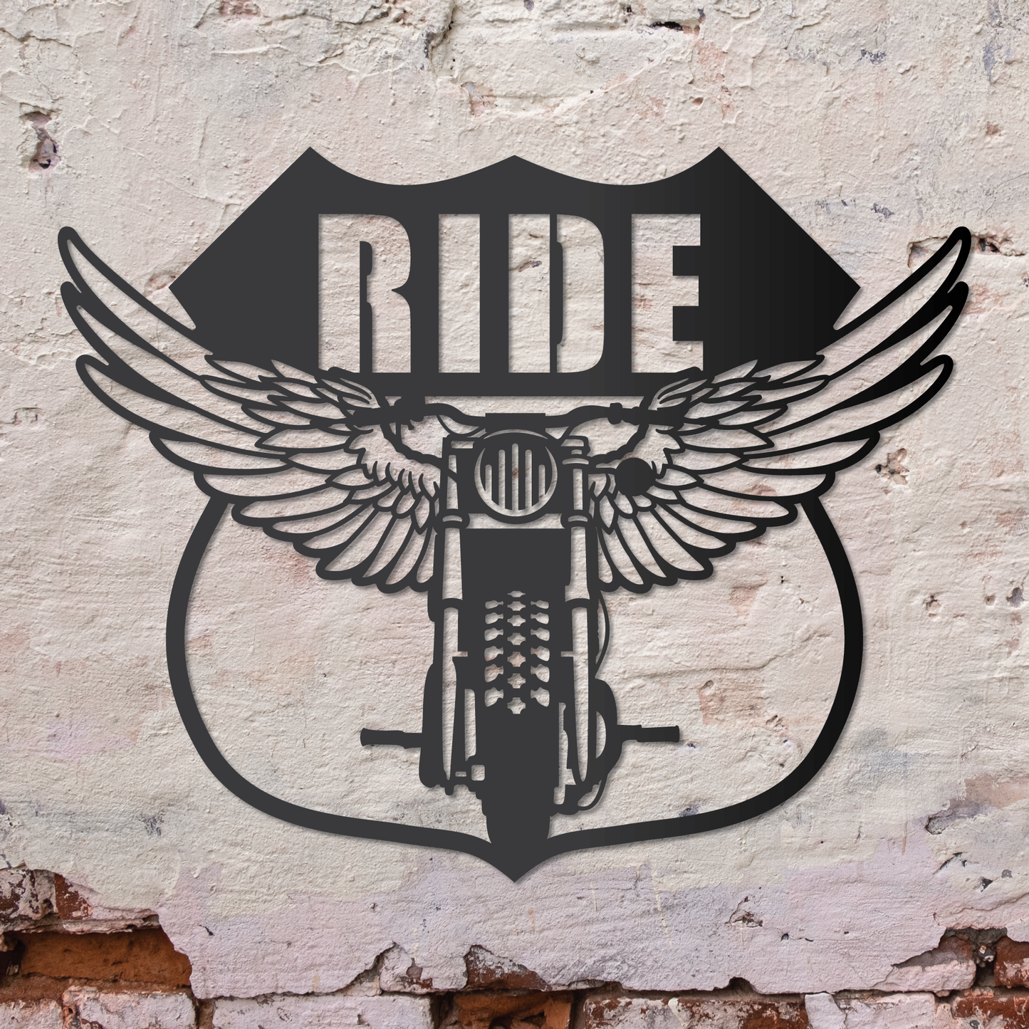 "Ride" Motorcycle Wings Wall Art